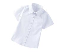 duxyoz Chemise à manches courtes pour enfants - Uniforme scolaire pour garçons et filles - Chemises classiques boutonnées - Uniforme basique pour la rentrée scolaire - Couleur unie - Léger - Col