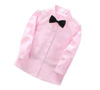 duxyoz Chemise boutonnée pour garçons avec nœud papillon amovible, chemises d'uniforme scolaire, chemises formelles boutonnées pour enfants, coton décontracté, couleur unie, ensemble de chemises