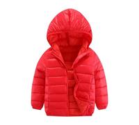 duxyoz Doudoune légère pour enfants garçons et filles - Manteau d'hiver à capuche léger et pliable - Manteau matelassé à bulles - Coupe-vent avec poches - 3 à 16 ans, 02 Rouge, 10-12 Years