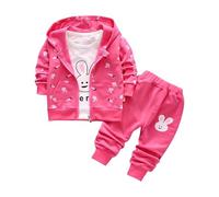 duxyoz Ensemble de survêtement 3 pièces pour filles - Tenue décontractée à capuche - Veste à manches longues - Haut à manches longues - Pantalon de jogging - Ensemble mignon - Manteau zippé - T-shirt