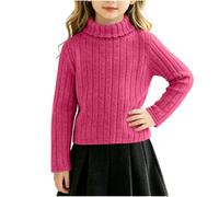 duxyoz Haut à manches longues pour filles - Col roulé - Couche de base - 7 | Côtelé, col montant, extensible, doux, confortable, coupe ajustée, couleur unie, sous-vêtement basique, t-shirt à superposer