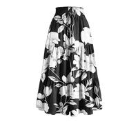 duxyoz Jupe longue d'été à volants style bohème avec cordon de serrage, taille haute, style bohème, décontracté, fête, vacances, style gitan vintage, jupe plissée pleine longueur pour femme, 02 Blanc