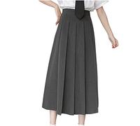 duxyoz Jupes pour femme taille haute plissée trapèze évasée jupe patineuse tennis uniforme scolaire dames anti-brûlure tunique maxi jupes couleur unie robes longues classiques, Gris (01), S