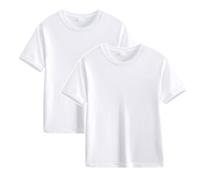 duxyoz Lot de 2 t-shirts unis à manches courtes en coton doux au toucher - Col rond - Pour l'été - Confortables - Pour enfants, Blanc (09), 2 ans