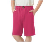 duxyoz Pantalon d'uniforme pour enfants filles et garçons - Short d'été décontracté - Taille élastique - Bas solide - Longueur genou - Bermuda ample à jambe large - Pantalon de survêtement confortable