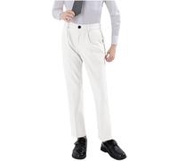 duxyoz Pantalon d'uniforme scolaire pour garçon, pantalon de costume formel, robe à l'avant plat, pantalon long, coupe ajustée, pantalon chino confortable, couleur unie, classique, décontracté