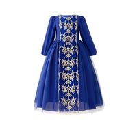 duxyoz Robe musulmane Abaya à manches longues brodée islamique pour filles - Robe longue décontractée à col rond - Robe de princesse trapèze - Tenue de prière mignonne et élégante