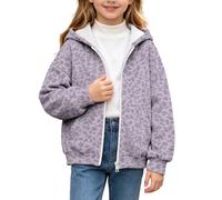 duxyoz Sweat à capuche zippé léopard pour fille | 3-15 ans, joli chandail à capuche Y2K surdimensionné avec poches, manches longues, haut chaud pour l'automne et l'hiver