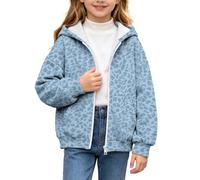 duxyoz Sweat à capuche zippé léopard pour fille | 3-15 ans, joli chandail à capuche Y2K surdimensionné avec poches, manches longues, haut chaud pour l'automne et l'hiver