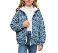 duxyoz Sweat à capuche zippé léopard pour fille | 3-15 ans, joli chandail à capuche Y2K surdimensionné avec poches, manches longues, haut chaud pour l'automne et l'hiver
