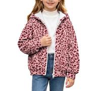 duxyoz Sweat à capuche zippé léopard pour fille | 3-15 ans, joli chandail à capuche Y2K surdimensionné avec poches, manches longues, haut chaud pour l'automne et l'hiver