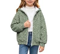 duxyoz Sweat à capuche zippé léopard pour fille | 3-15 ans, joli chandail à capuche Y2K surdimensionné avec poches, manches longues, haut chaud pour l'automne et l'hiver