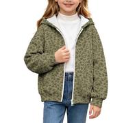 duxyoz Sweat à capuche zippé léopard pour fille | 3-15 ans, joli chandail à capuche Y2K surdimensionné avec poches, manches longues, haut chaud pour l'automne et l'hiver
