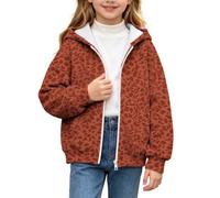 duxyoz Sweat à capuche zippé léopard pour fille | 3-15 ans, joli chandail à capuche Y2K surdimensionné avec poches, manches longues, haut chaud pour l'automne et l'hiver
