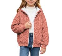 duxyoz Sweat à capuche zippé léopard pour fille | 3-15 ans, joli chandail à capuche Y2K surdimensionné avec poches, manches longues, haut chaud pour l'automne et l'hiver