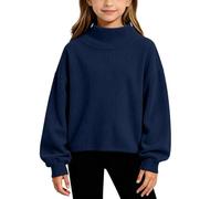 duxyoz Sweat-shirt à manches longues en velours côtelé pour filles de 4 à | Col montant, ample, préparé Y2K, vêtements d'automne et d'hiver, vêtements d'école, uni, ample, confortable