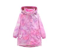 duxyoz Veste de pluie pour filles et garçons - Manteau d'hiver épais et chaud à capuche - Imperméable - Coupe-vent - Coupe-vent - Doublure en polaire - Trench en peluche - Col montant - Vêtement