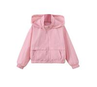 duxyoz Veste de protection solaire active pour enfants garçons et filles - Légère et décontractée - Coupe-vent à capuche - Coupe-vent - Manches longues - Séchage rapide - 4 à 11 ans, Rose (01), 7-8