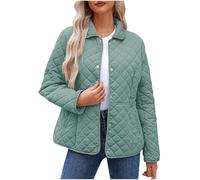 duxyoz Vestes matelassées pour femme - Légères et rembourrées - Style décontracté - Patchwork - Pour temps froid - Col à revers - Veste d'extérieur chaude - Cardigan d'extérieur, Vert menthe (01), L