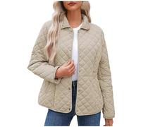 duxyoz Vestes matelassées pour femmes UK Dames légères rembourrées amples décontractées à motif patchwork uni Manteau d'hiver par temps froid avec col à revers Manteau chaud pour l'extérieur Veste en