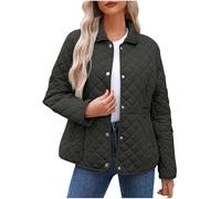 duxyoz Vestes matelassées pour femmes UK Dames légères rembourrées amples décontractées à motif patchwork uni Manteau d'hiver par temps froid avec col à revers Manteau chaud pour l'extérieur Veste en
