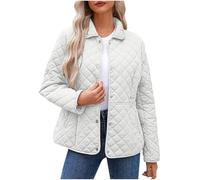 duxyoz Vestes matelassées pour femmes UK Dames légères rembourrées amples décontractées à motifs patchwork unis Manteau d'hiver à boutons pour temps froid Manteau à revers chaud pour l'extérieur Veste