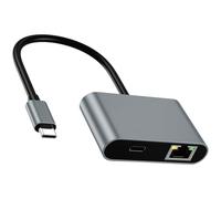 Duyeuau Adaptateur de conversion USB C vers Ethernet en alliage d'aluminium pour ordinateurs portables 1000 Mbps connexion et alimentation