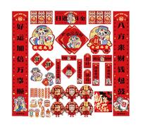 Duyeuau Ensemble de décoration du Nouvel An chinois 2025 - Autocollant antithétique pour fenêtre - Argent porte-bonheur chinois
