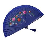 Duyeuau Éventail de danse espagnol à double motif de flamenco avec illustration florale, éventail pliable en soie