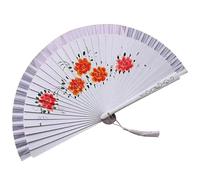 Duyeuau Éventail de danse espagnol à double motif de flamenco avec illustration florale, éventail pliable en soie