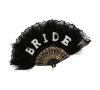 Duyeuau Éventail de mariage élégant avec bordure en dentelle - Design à plumes - Accessoire décoratif compact et rafraîchissant