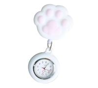 Duyeuau Jolie broche pour infirmière avec motif de pattes de chaton pour hôpital, médecins, infirmières, montre de poche, blanc, S