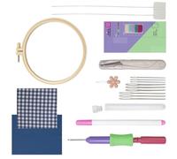 Duyeuau Kit d'aiguilles à broder avec cadre de broderie et stylo à broder, tissu à broder et accessoires