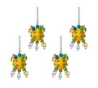 Duyeuau Lot de 4 boules à mâcher pour oiseaux - Puzzle pour chinchillas, cochons d'Inde, écureuils, Timothy - Jouet à mâcher pour cage à oiseaux