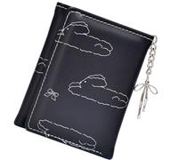 Duyeuau Portefeuille unique en polyuréthane avec nœuds de dessin animé et lapins, porte-cartes pour femmes et filles à la recherche d'un portefeuille tendance de style coréen, Noir , Beauté de masse