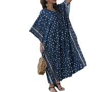 Duyeuau Robe longue tendance surdimensionnée confortable à pois imprimé caftan vêtements de plage pour femme chemise de nuit fête de plage