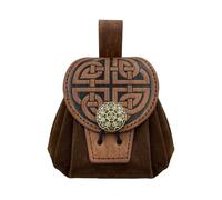 Duyeuau Sac banane médiéval en cuir PU avec relief - Sac à main pour cosplay - Petit sac de style ancien, Marron type C, 12 cm, Valise