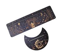 Duyeuau Support de cartes de tarot en bois - Phases de lune - Base en forme de lune et porte-cartes rectangulaire pour divination de sorcière
