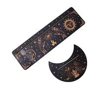 Duyeuau Support de cartes de tarot en bois - Phases de lune - Base en forme de lune et porte-cartes rectangulaire pour divination de sorcière