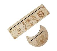 Duyeuau Support de cartes de tarot en bois - Phases de lune - Base en forme de lune et porte-cartes rectangulaire pour divination de sorcière