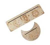 Duyeuau Support de cartes de tarot en bois - Phases de lune - Base en forme de lune et porte-cartes rectangulaire pour divination de sorcière