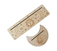 Duyeuau Support de cartes de tarot en bois - Phases de lune - Base en forme de lune et porte-cartes rectangulaire pour divination de sorcière