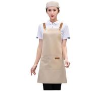 Duyeuau Tablier de cuisine avec teinture de base de plantes avec poches de rangement pratiques réglables pour outils et ustensiles, uniforme de restaurant ergonomique, kaki, taille unique