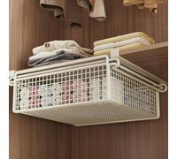 Duyeuau Tiroir coulissant multifonction à suspendre pour chambre à coucher, panier coulissant en métal, panier sous étagère, étagère de penderie antirouille