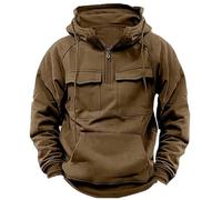Duyinyan Veste pull tactique militaire en polaire pour homme avec demi-fermeture éclair coupe-vent en polaire militaire sweat à capuche tactique chaud pull de combat M marron