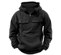 Duyinyan Veste pull tactique militaire en polaire pour homme avec demi-fermeture éclair coupe-vent en polaire militaire sweat à capuche tactique chaud pull de combat XXXL noir