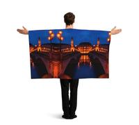 DUYKIMQW Cape de drapeau imprimé pont sous le crépuscule avec manches - Costume de drapeau patriotique - Cape poncho portable pour homme et femme - Pour jeux de sport, festival, fête, cosplay
