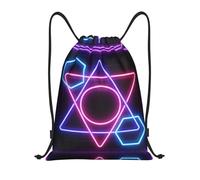 DUYKIMQW Data Garbled Print Sac à dos unisexe avec cordon de serrage en fibre de polyester cryptée, Géométrie colorée., S