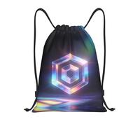 DUYKIMQW Data Garbled Print Sac à dos unisexe avec cordon de serrage en fibre de polyester cryptée, Hexagone coloré, M