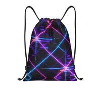 DUYKIMQW Data Garbled Print Sac à dos unisexe avec cordon de serrage en fibre de polyester cryptée, Lignes colorées., M